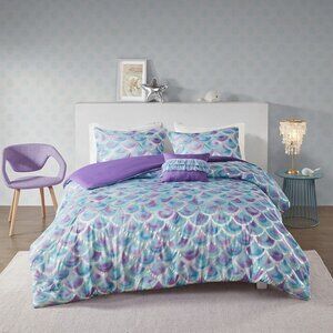 Mi Zone Pearl Metallic Printed Reversible Duvet Cover, Set of 4